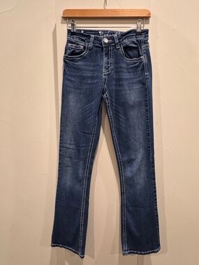 Girls Size 16 CEDAR ROSE Boot Cut Jeans with Embroidered Pockets and Rhinestones